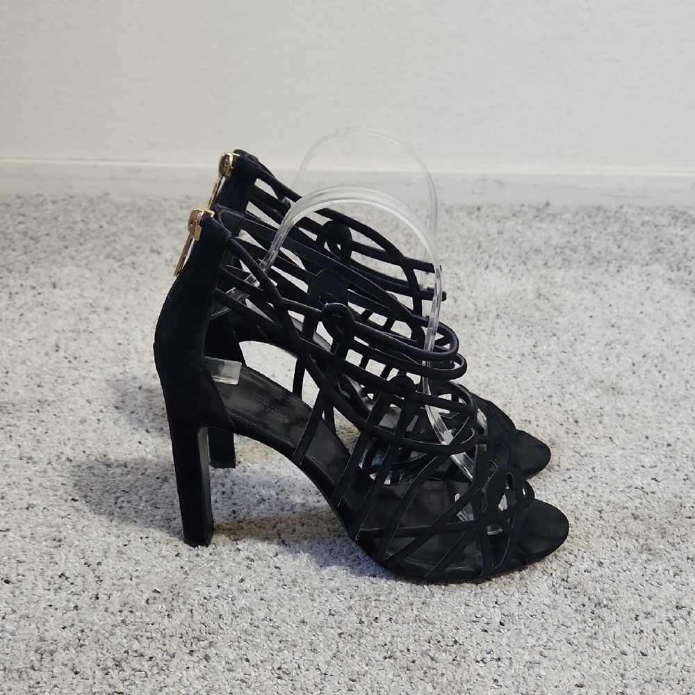 Hermès Moon Sandal Strappy Suede Heel Size 39 1/2 Authentic - Picture 3 of 16